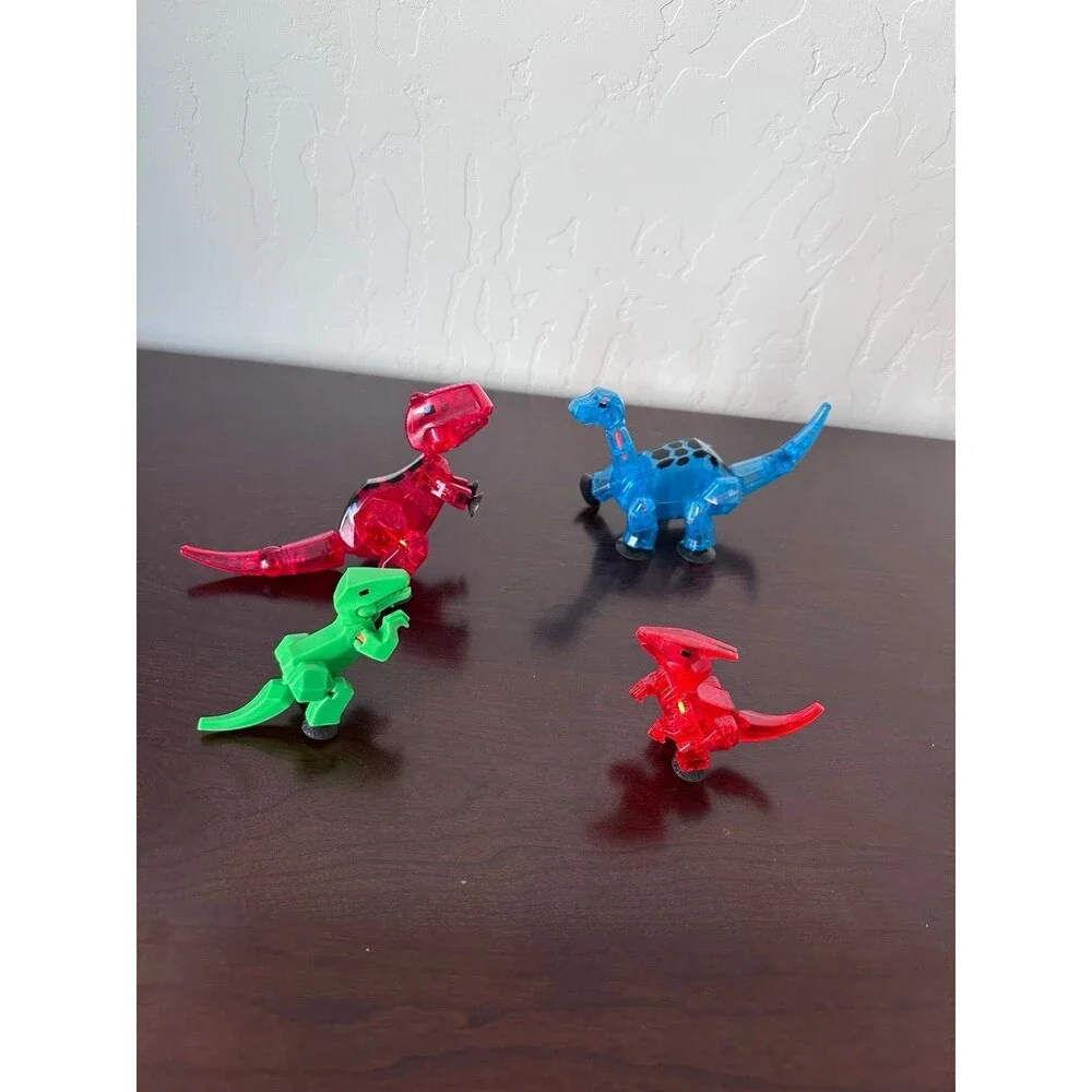 Zing Stikbot Dino Lot 4 T-Rex Raptor Brontosaurus Poseable Suction Cup Toys